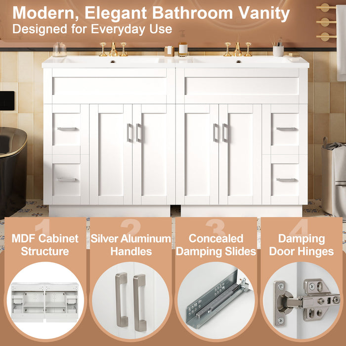 Bathroom Vanity With 2 Doors, 2 Drawers, Adjustable Shelf, Hidden Slides & Soft Close Hinges