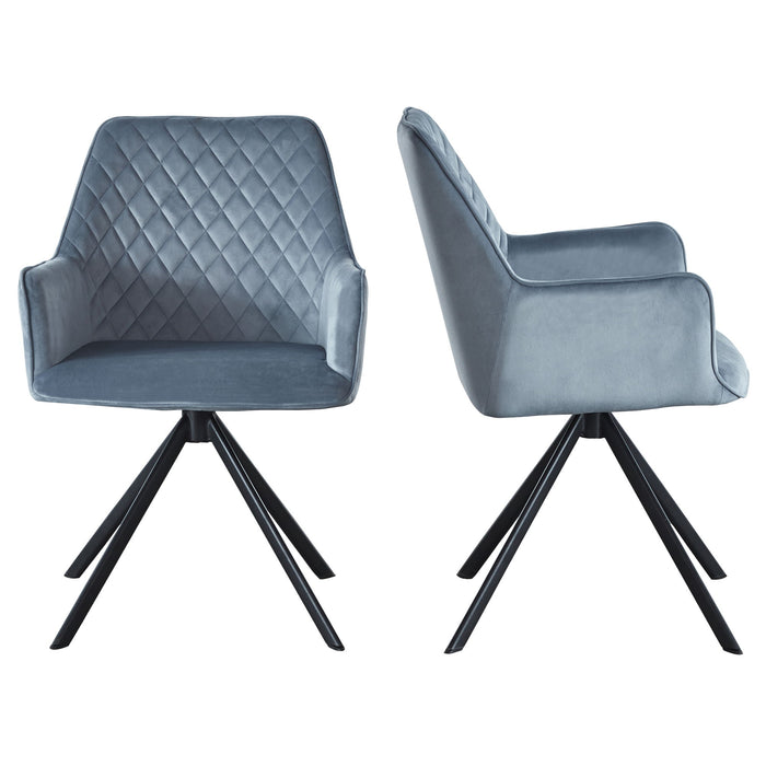 Modern Desk Chair No Wheel, Ergonomic Office Chair Home Office Upholstered Chair, Computer Chair For Bedroom, Reception Room, Living Room With Metal Legs - Blue