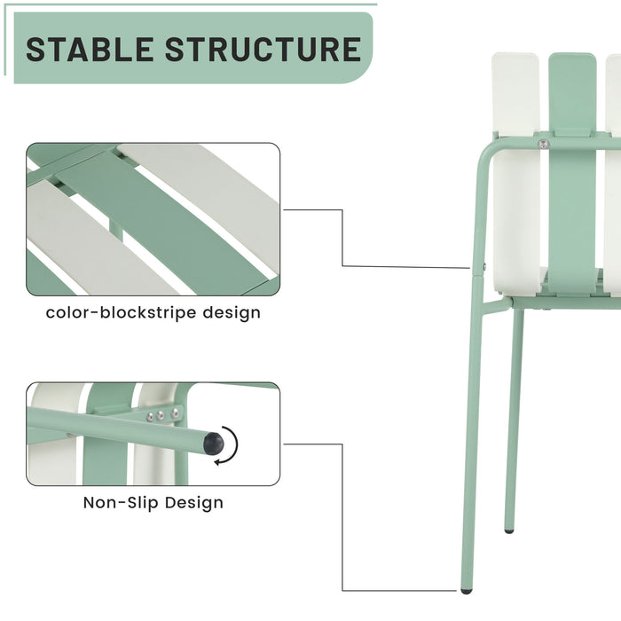 Single Chairs With Color Blocking Design (Set of 4) - Haze Green / White