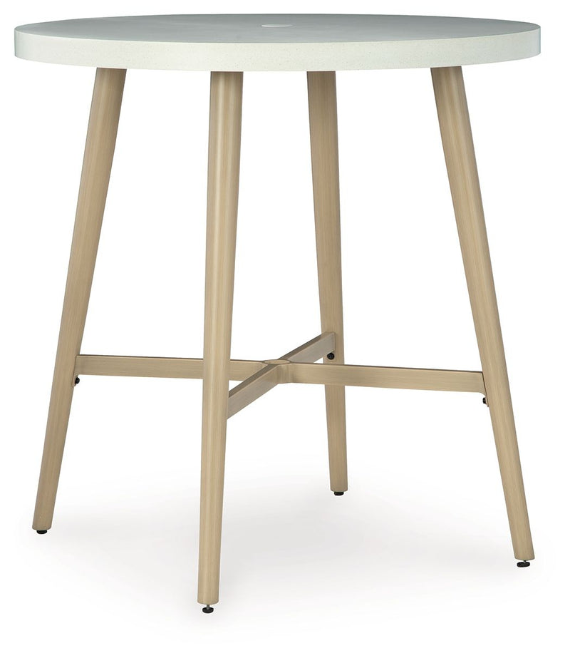 Seton Creek - Round Bar Table With Umbrella Option - Beige
