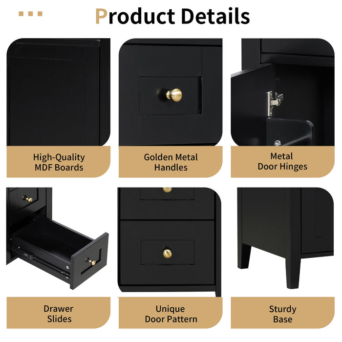 Bathroom Vanity With Sink, 3 Drawers And Adjustable Shelf