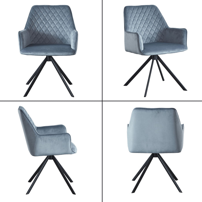 Modern Desk Chair No Wheel, Ergonomic Office Chair Home Office Upholstered Chair, Computer Chair For Bedroom, Reception Room, Living Room With Metal Legs - Blue