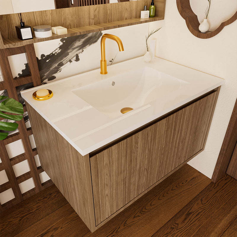 Wall Mounted Floating Bathroom Vanity With Sink And Drawers