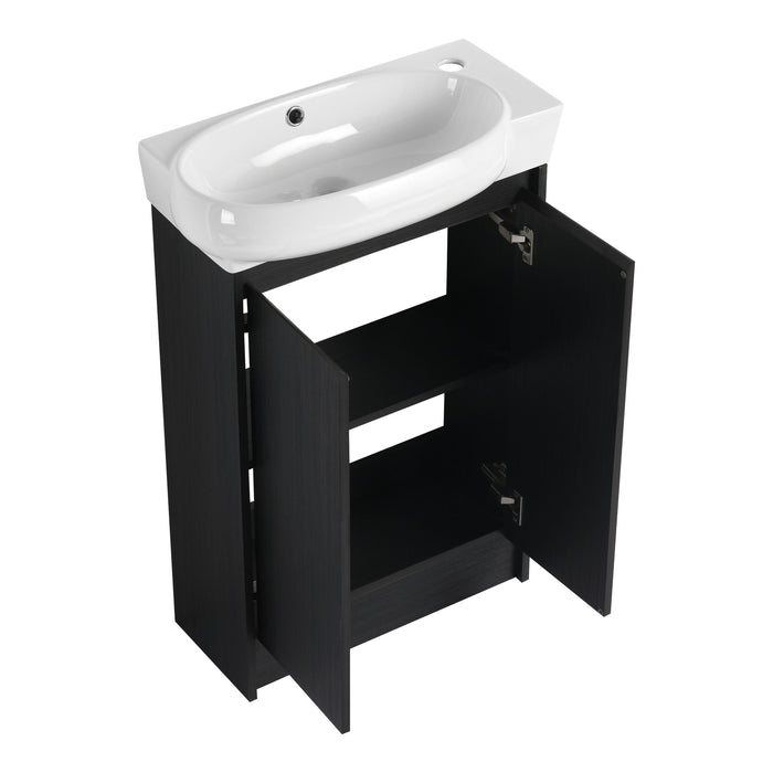 Freestanding Bathroom Vanity With Sink And Storage Rack, Soft Close Doors Base With Basin