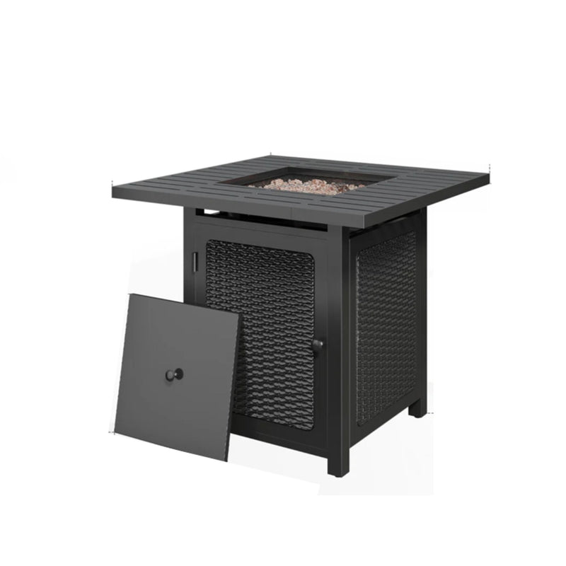 Outdoor 2 In 1 Propane Fire Pit Table With Dual Burners, Lava Rocks And Waterproof Cover - Black