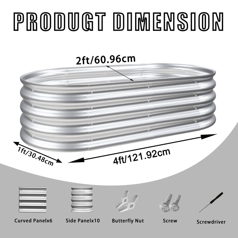 Heavy Duty Galvanized Raised Garden Bed Kit For Vegetables, Flowers & Herbs