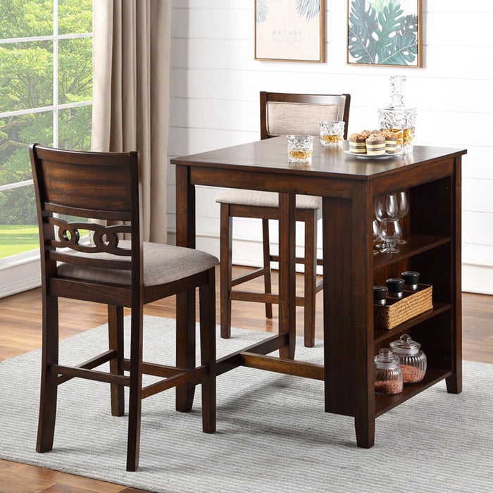 Gia 3 Pc 30" Storage Counter Table & 2 Chairs-Cherry