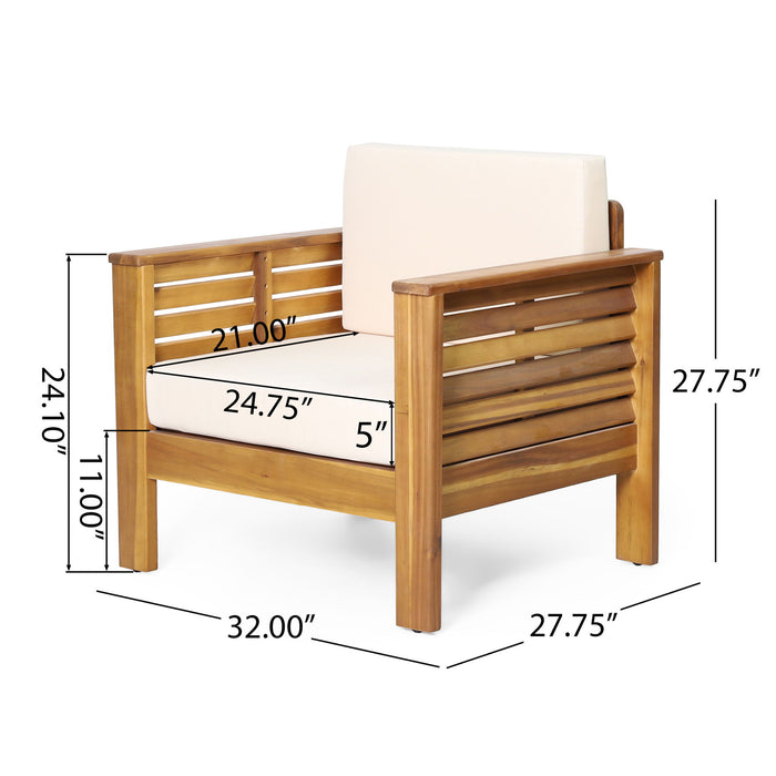 Acacia Wood Loveseat And Coffee Table Set With Cushions