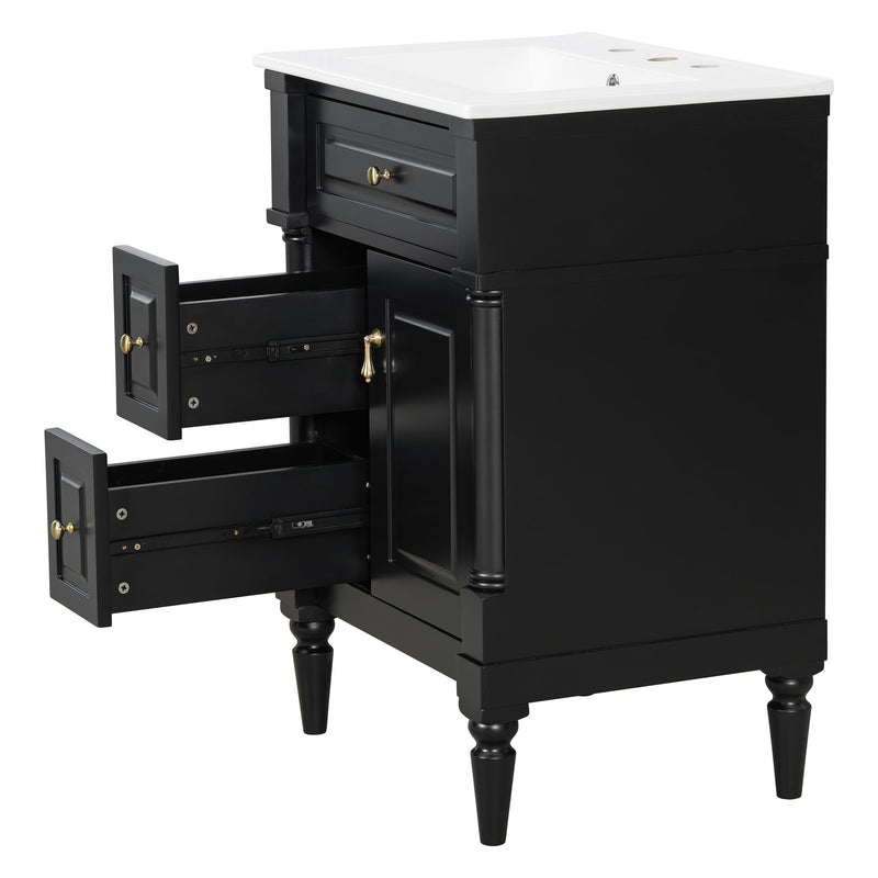 Freestanding Bathroom Vanity With Sink, Adjustable Shelf & Flip Drawer