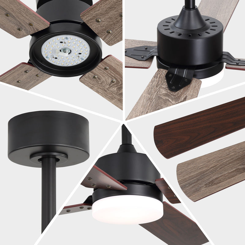 42" Ceiling Fan With Light And Memory Function, DC Reversible Motor, 4 Blades
