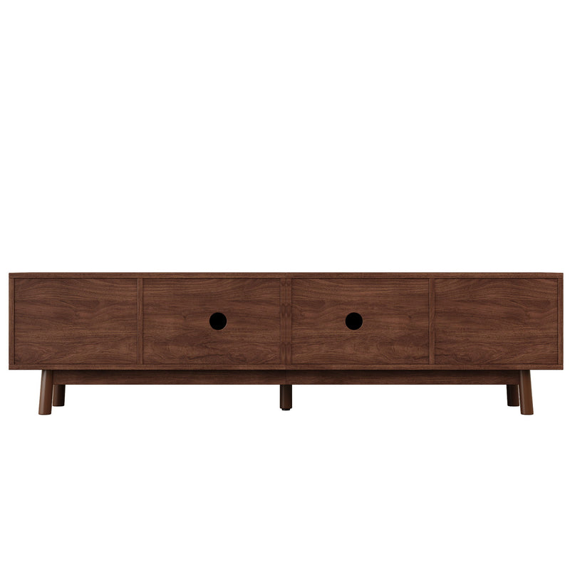 70" TV Stand With Doors For TVs Up To 80", Media Console With 4 Drawers & Cable Holes - Dark Brown