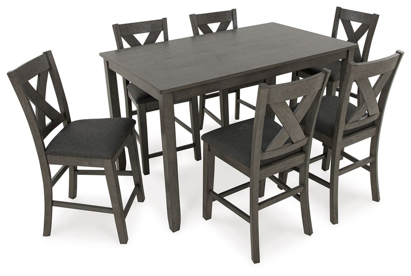 Caitbrook - Rect Drm Counter Table Set (Set of 7) - Gray