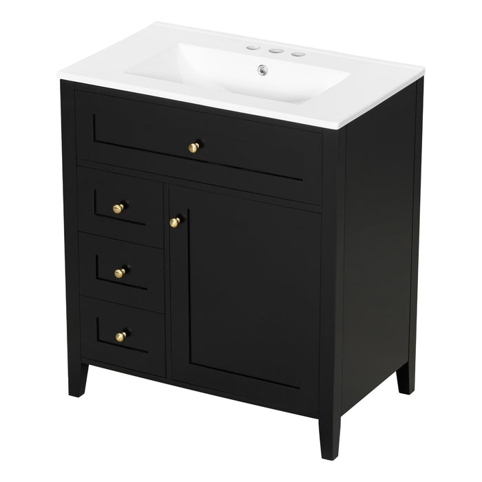 Bathroom Vanity With Sink, 3 Drawers And Adjustable Shelf, Freestanding Storage Unit