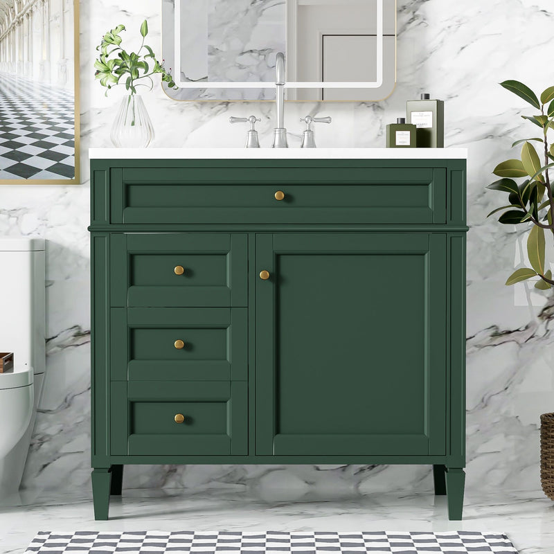 Bathroom Vanity With Top Sink, 2 Drawers And Tip Out Drawer