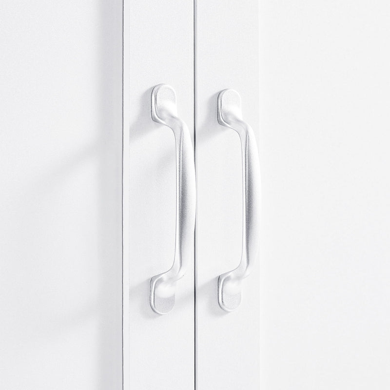 Tall Bathroom Storage Cabinet With 4 Doors 3 Drawers Adjustable Shelves - White