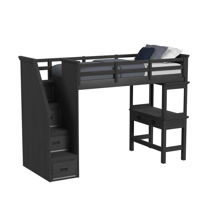 Hampton Kids Loft with Staircase and Desk with Speaker