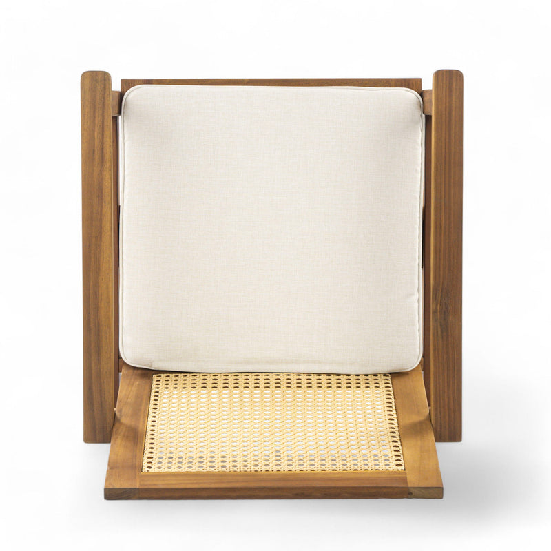 Preston - Outdoor Dining Chair With Cushion (Set of 2) - Teak / Beige