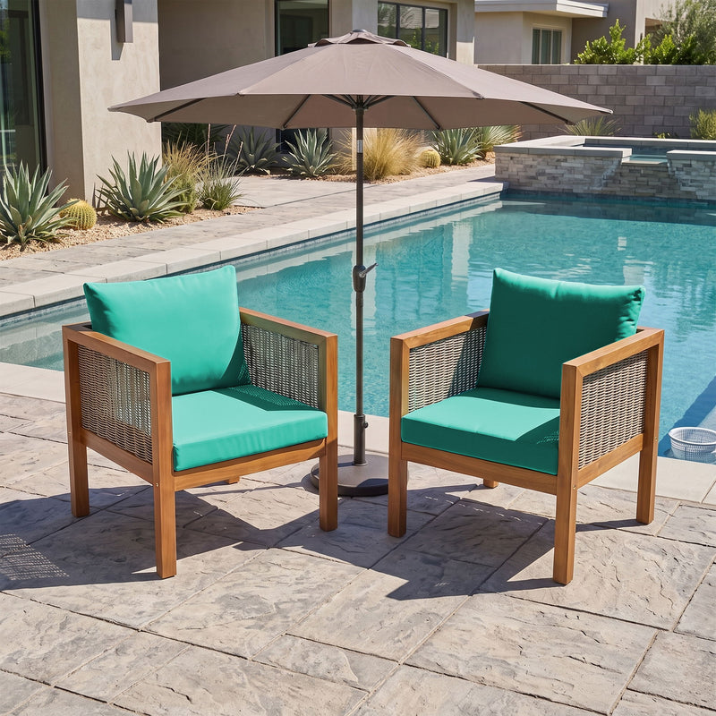 2 Piece Outdoor Armchair Set With Cushion