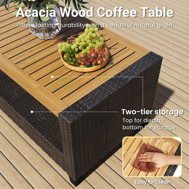 Modern All-Weather Patio Set With Cushions And Table