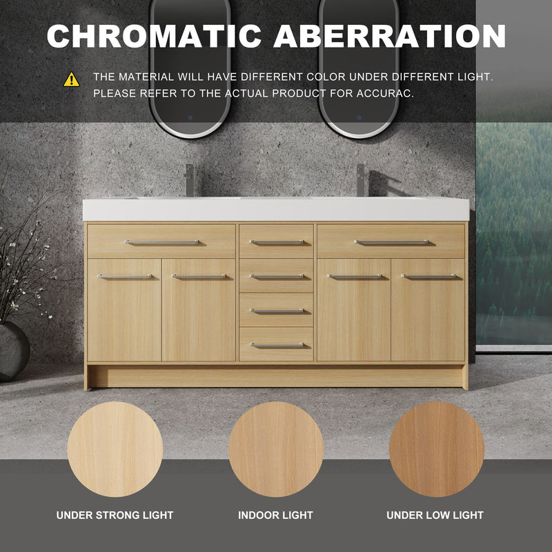 Freestanding Bathroom Vanity With Resin Sink, Soft-Closing Doors And Drawers