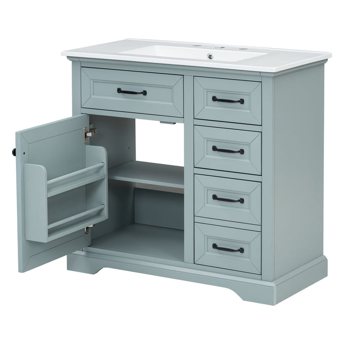 36" Bathroom Vanity With Sink, 2 Tip-Out Drawers, Soft Close Hinges
