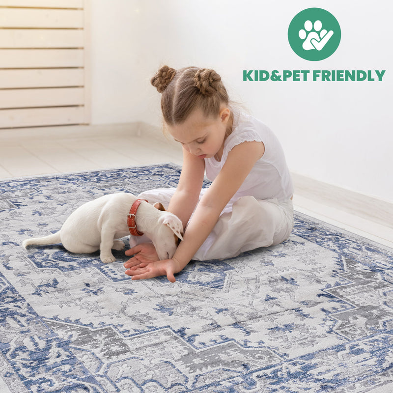Marfi - 8' X 10' Oriental Area Rug - Blue / Gray