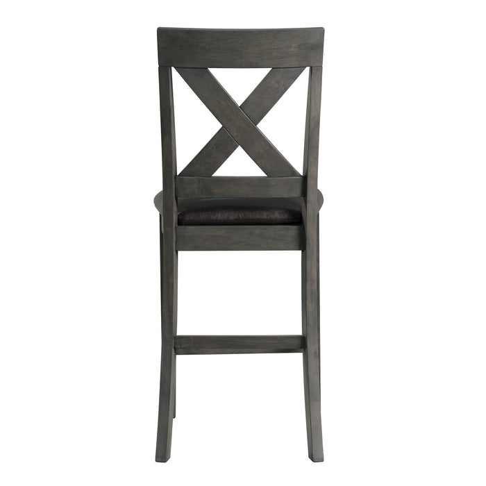 Alex Counter Side Chair W/Black PU Grey (2 Per Pack)