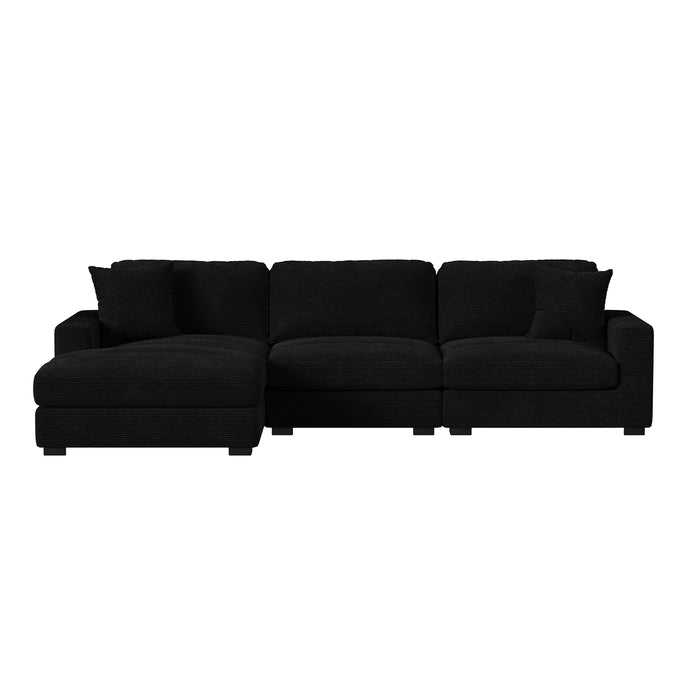 Arizona 3PC Sectional Set with LHF Chaise in Steno Black