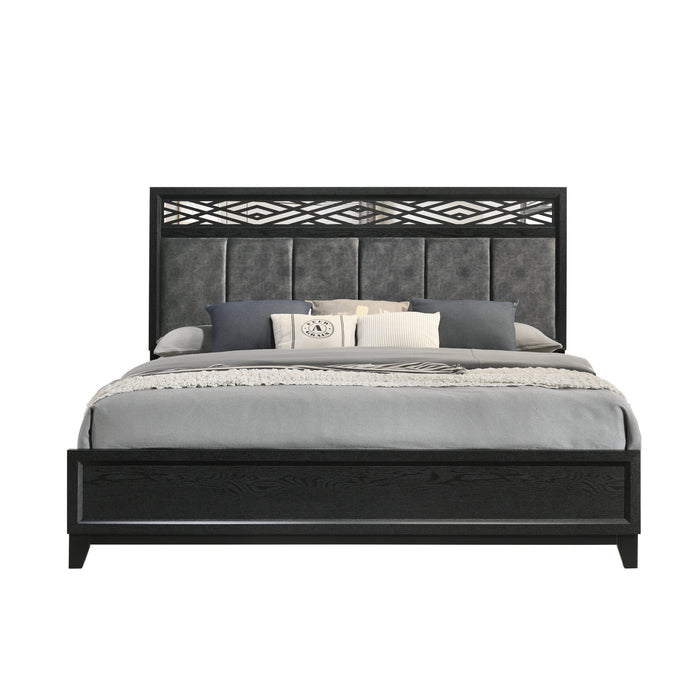 Obsidian 6/6-6/0 Ek/Wk Headboard, Footboard & Slats-Black