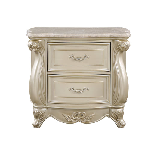 Monique Nightstand W/Marble Top-Champagne