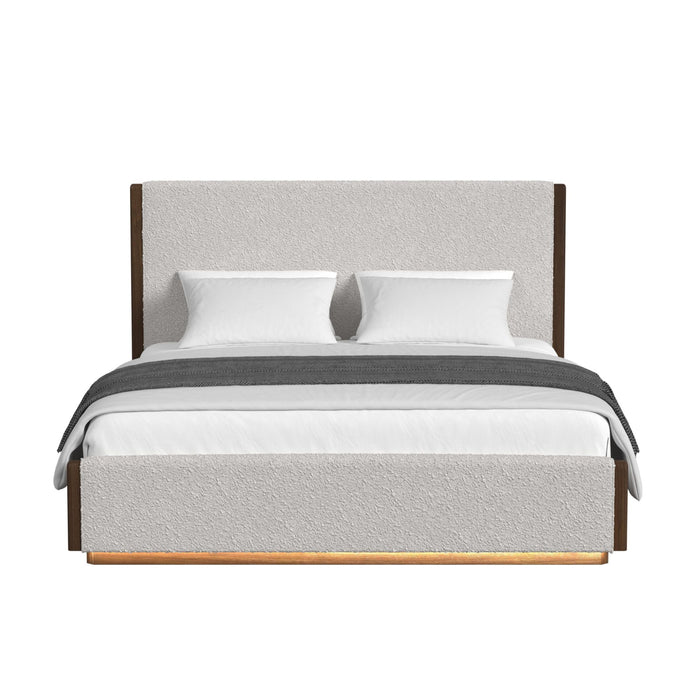 Brisbane UPH Bed with Boucle Beige and LED