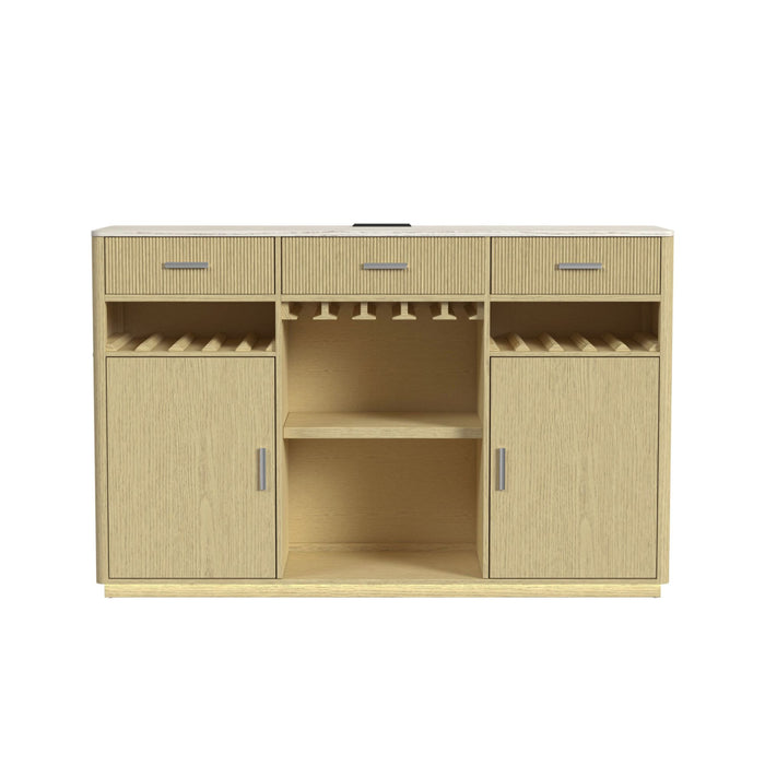 Cambrie Buffet with LED and Power in Off-White and Natural