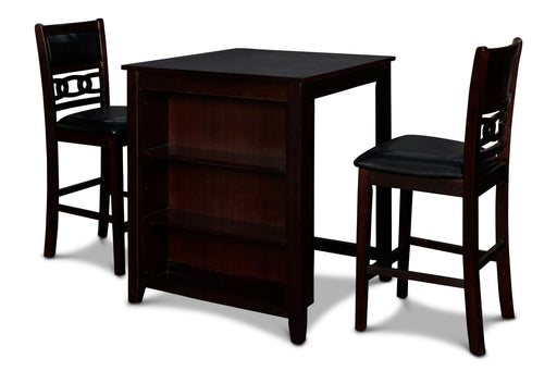 Gia 3 Pc 30" Storage Counter Table & 2 Chairs-Ebony