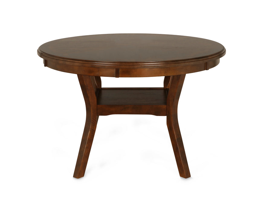 Gia 5 Pc 47" Round Dining Table & 4 Chairs-Brown