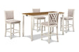 Amy 5 Pc 60" Counter Storage Table+Chairs- Bisque/Brown