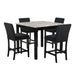 Celeste 5Pc 42" Marble Finish Counter Table & 4 Chairs-Black