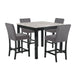 Celeste 5Pc 42" Marble Finish Counter Table & 4 Chairs-Gray