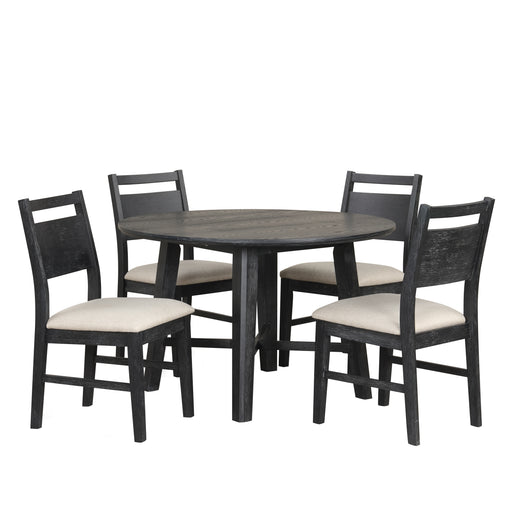 Sable Crest 5 Piece Round Dining Table & 4 Chairs-Black