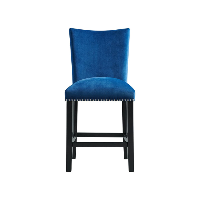 Francesca Blue Velvet Counter Height Chair Set of 2 - National Furniture Liquidators