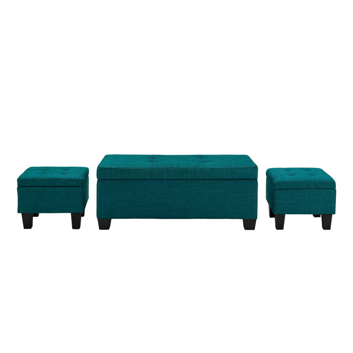 Ethan 3PK Storage Ottoman in Teal - National Furniture Liquidators