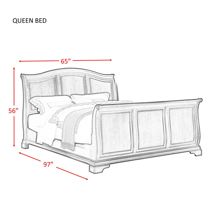 Cameron Cherry Queen Sleigh Bed - National Furniture Liquidators