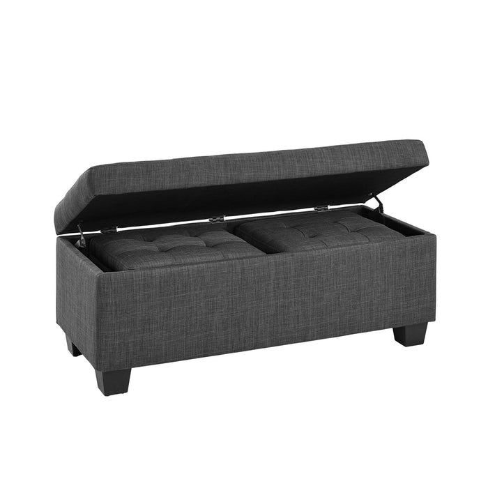 Ethan 3PK Storage Ottoman in Charcoal - National Furniture Liquidators