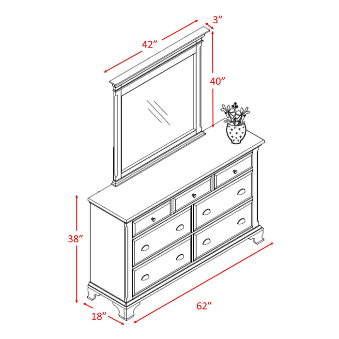 Canton Cherry Dresser & Mirror Set - National Furniture Liquidators