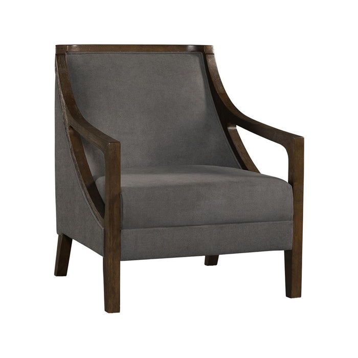 Hopkins Chair w/Brown Arm Columbia Charcoal (ISTA 3)