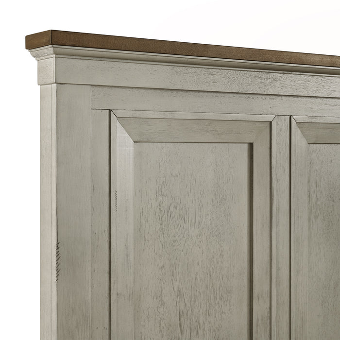 Farmington Panel Bed in Medium Brown and Washed Stone