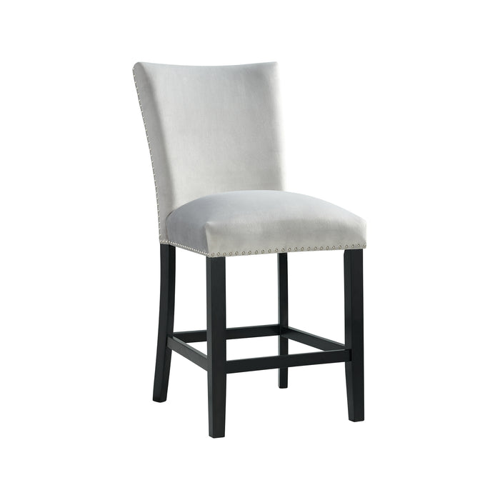 Valentino White 5PC Counter Height Dining Set - Table & Four Grey Chairs