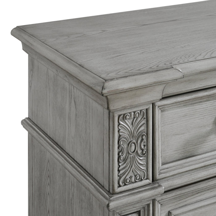 Glenmore Dresser and Mirror Set in Aged Grey