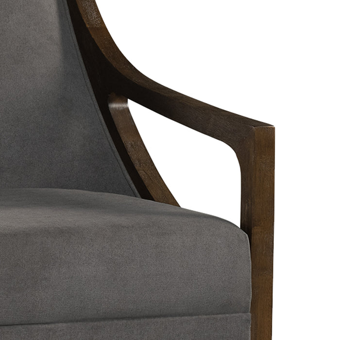 Hopkins Chair w/Brown Arm Columbia Charcoal (ISTA 3)