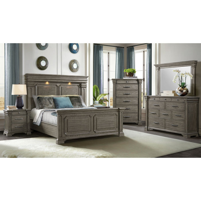 Kings Court 3-Drawer Nightstand (Sliding Top) in Grey