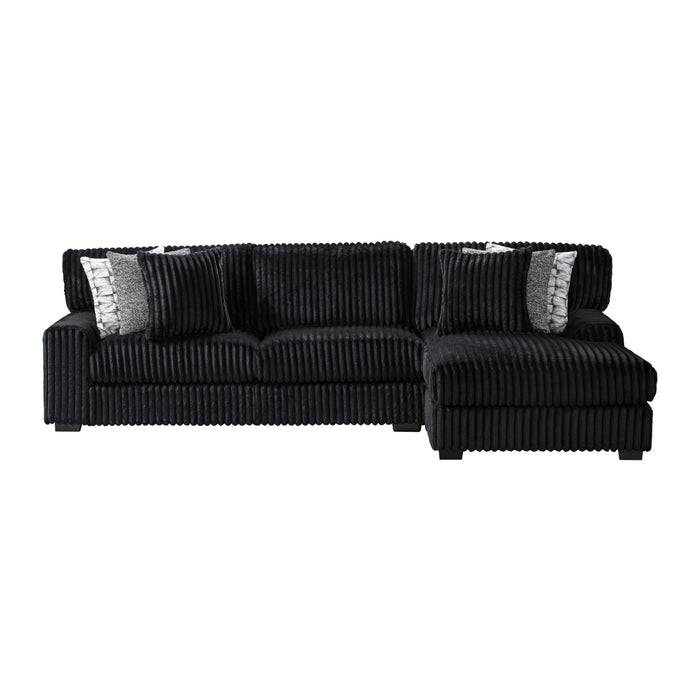 Nightfall LHF Loveseat in Grand Cord Black with 4 Pillows 20" (2 Winkin Walnut, 2 Nod Walnut)